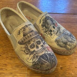 Skull Print Women's Slip Ons